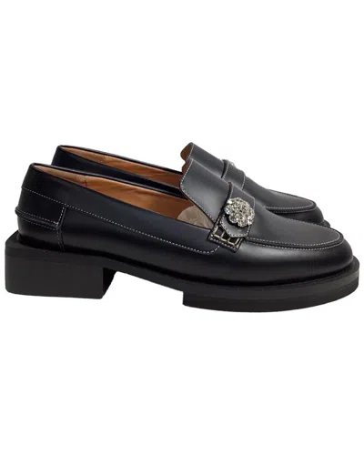 Ganni Women's Leather Crystal-embellished Loafer In Black