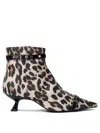 Ganni Women Leopard Ankle Boots In Brown