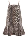 Ganni Women Leopard Mini Dress In Brown