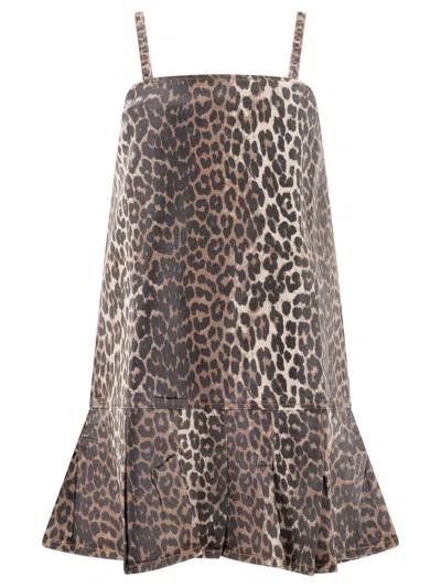 Ganni Women Leopard Mini Dress In Multi