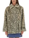 Ganni Leopard Faux Fur Jacket In Multicolor