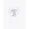 Ganni White T-shirt With Print And Logo Lettering On The Front In Cotton Woman In Leopard
