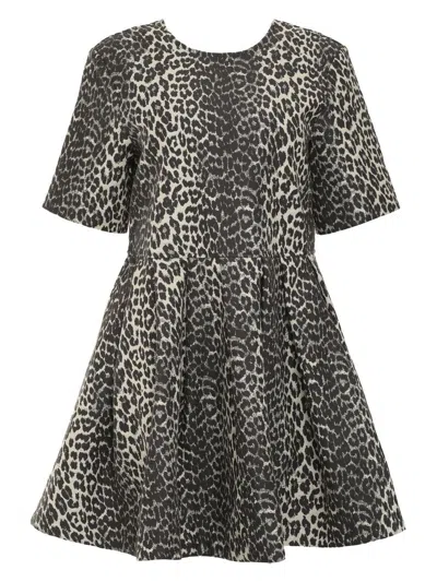 GANNI WOMEN'S LEOPARD MINI DRESS