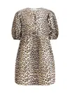 Ganni Printed Tie String Poplin Mini Dress