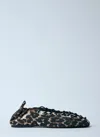 Ganni Brown Lace-up Ballerinas With Metal Eyelets And All-over Print In Fabric Woman In Brown