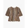 Ganni Leopard Blouse In Animal Print