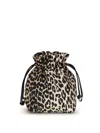 Ganni Bucket Pouch With Leopard Print In Animal Print