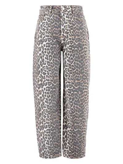 Ganni Women's Leopard Print Denim Stary Jeans In Animalier