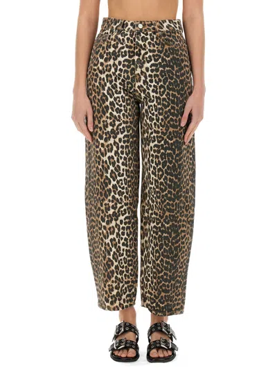 GANNI GANNI WOMEN LEOPARD PRINT DENIM "STARY" JEANS