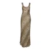 Ganni Animal Print Scoop Neckline Floor-length Dress In Brown
