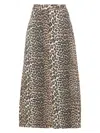 Ganni + Net Sustain Leopard-print Organic Denim Maxi Skirt In Brown