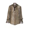 Ganni Printed Viscose Chiffon Tie String Shirt Shirts Animalier In Animal Print