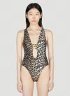 Ganni Leopard-print Cut-out Swimsuit In Multi