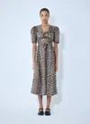Ganni Women Leopard Print Tie Strap Midi Dress In Brown
