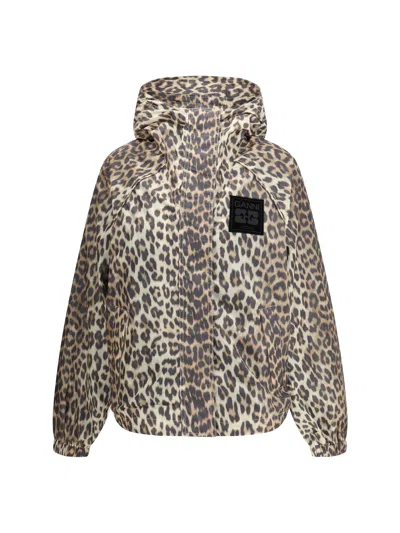 GANNI GANNI WOMEN LEOPARD RAINCOAT JACKET
