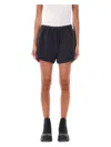 Ganni Cotton Suiting Elasticated Waist Shorts In Phantom