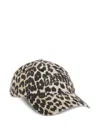 Ganni Leopard-print Canvas Baseball Cap Women In Brown
