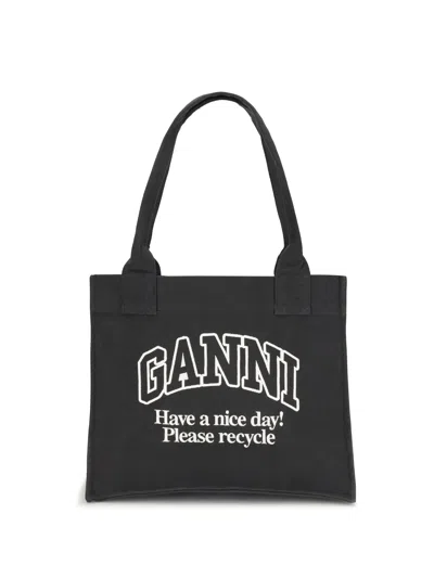 GANNI GANNI WOMEN LOGO CANVAS TOTE BAG