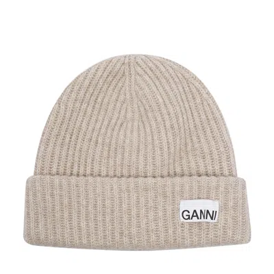 Ganni Hats In Beige Wool In Neutral