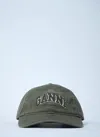 Ganni Women Logo Motif Baseball Cap In Green