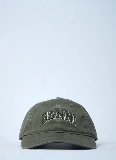 Ganni Women Logo Motif Baseball Cap In Green