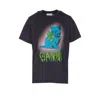Ganni Women Black Crewneck T-shirt With Maxi Logo On The Front In Cotton Jersey Woman In Blue