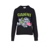 Ganni Dark Grey Puppy Wool-blend Sweater Women In Black