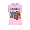 Ganni Puppy Wool-blend Crewneck Vest In Pink