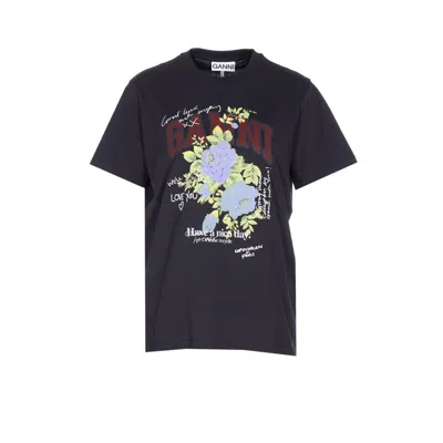 GANNI GANNI WOMEN LOGO ROSE T-SHIRT