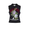 Ganni Dark Grey Rose Wool-blend Vest Women In Multi