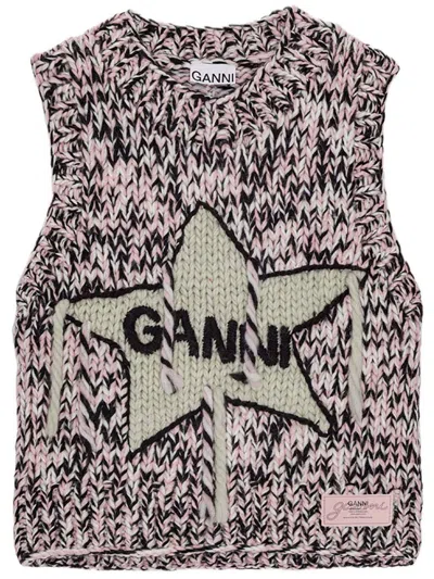 GANNI GANNI WOMEN LOGO WOOL VEST