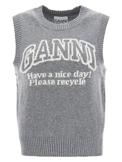 GANNI WOMEN'S LOGO WOOL VEST