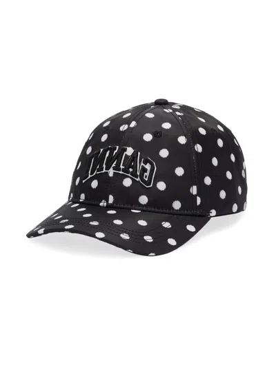 Ganni Women's Logo-embroidered Polka Dot Baseball Cap In Black