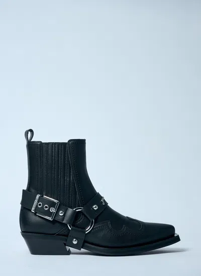 Ganni Low-cut Western Chelsea Boots In Black