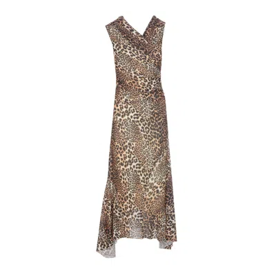 GANNI GANNI WOMEN MARL MESH LEOPARD DRESS