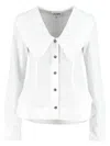 Ganni Ruffled Collar Blouse Featuring Pleats In White