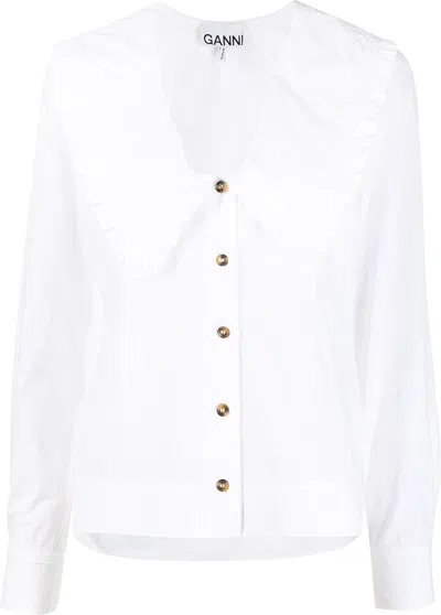 Ganni White Sailor Collar Shirt