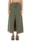 Ganni Maxi Grey Skirts With Slit At The Front In Denim Woman In Blue