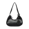 Ganni 'bou Bag Hobo Medium' Black Shoulder Bag With Shoulder Strap And Removable Logo Patch