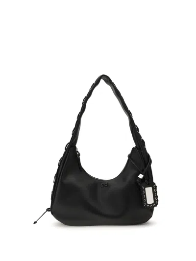 Ganni Women Medium Laces Hobo Bag In Black