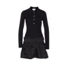 Ganni Black Flared Dress With Ribbed Details In Black