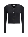 Ganni Merino Wool Cardigan In Black