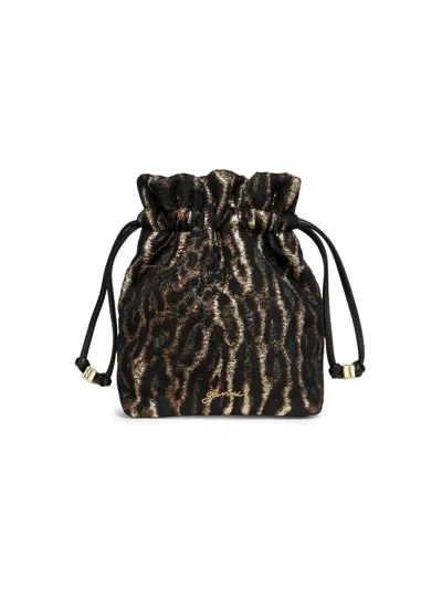Ganni Women's Metallic Drawstring Pouch