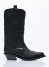 Ganni Embroidered Western Boots Women In Black