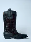 Ganni Women Mid Shaft Embroidered Western Boots In Multi