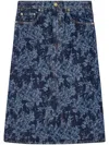Ganni Lazer Cotton Denim Midi Skirt In 566 Mid Blue