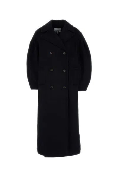 Ganni Women Midnight Blue Wool Blend Coat