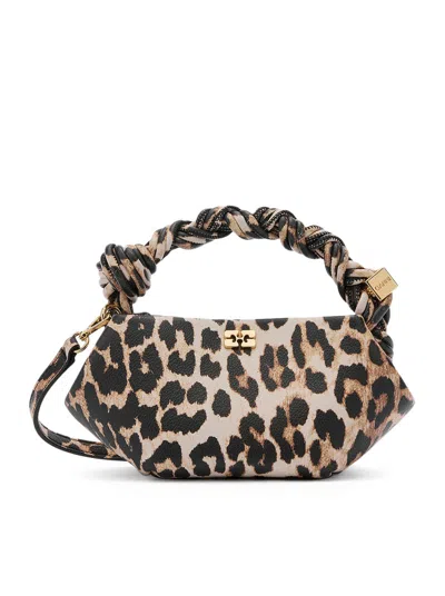 Ganni Women Mini Bou Bag In Leopard Leather In Animal Print