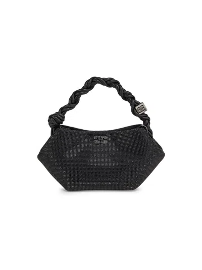 Ganni Women's Mini Bou Strass-embellished Top Handle Bag In Black