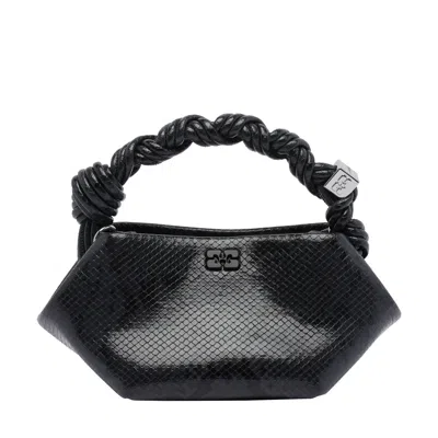 Ganni Women Mini  Bou Snake Handbag In Black